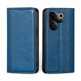 For Tecno Camon 20 Premier 5G Grid Texture Magnetic Flip Leather Phone Case(Blue)