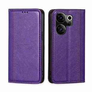 For Tecno Camon 20 Premier 5G Grid Texture Magnetic Flip Leather Phone Case(Purple)