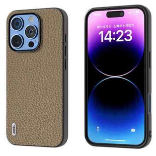 For iPhone 16 Pro Max ABEEL Genuine Leather Litchi Texture Phone Case(Grey)