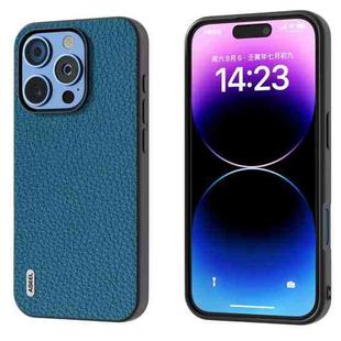 For iPhone 16 Pro ABEEL Genuine Leather Litchi Texture Phone Case(Blue)