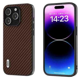 For iPhone 14 Pro ABEEL Carbon Fiber Texture Protective Phone Case(Dark Brown)