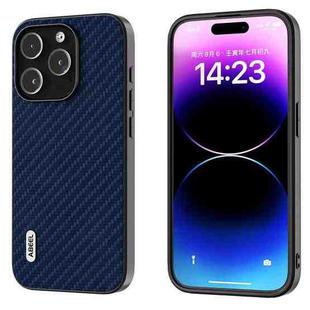 For iPhone 14 Pro ABEEL Carbon Fiber Texture Protective Phone Case(Dark Blue)
