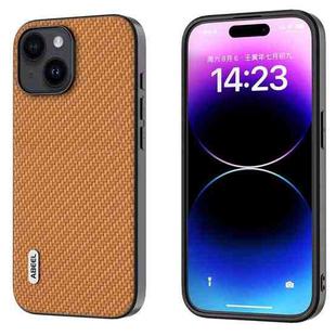 For iPhone 14 ABEEL Carbon Fiber Texture Protective Phone Case(Light Brown)