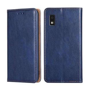 For Sharp Aqous Wish3 Gloss Oil Solid Color Magnetic Leather Phone Case(Blue)