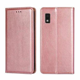 For Sharp Aqous Wish3 Gloss Oil Solid Color Magnetic Leather Phone Case(Rose Gold)