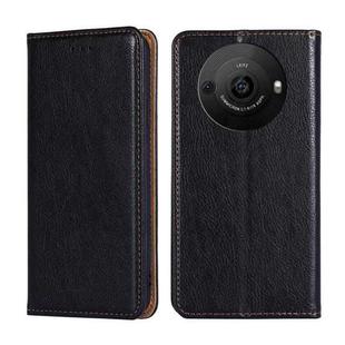 For Sharp Aquos R8 Pro SH-51 Gloss Oil Solid Color Magnetic Leather Phone Case(Black)