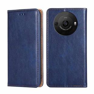 For Sharp Aquos R8 Pro SH-51 Gloss Oil Solid Color Magnetic Leather Phone Case(Blue)