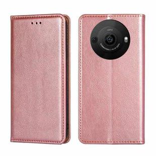 For Sharp Aquos R8 Pro SH-51 Gloss Oil Solid Color Magnetic Leather Phone Case(Rose Gold)