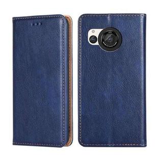 For Sharp Aquos R8 SH-52D Gloss Oil Solid Color Magnetic Leather Phone Case(Blue)