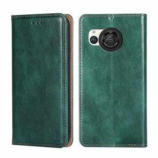 For Sharp Aquos R8 SH-52D Gloss Oil Solid Color Magnetic Leather Phone Case(Green)