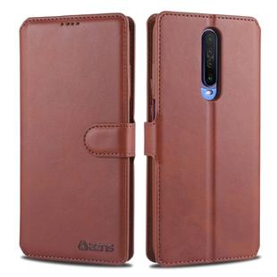 For Xiaomi Redmi K30 AZNS Calf Texture Horizontal Flip Leather Case, with Holder & Card Slots & Wallet & Photo Frame(Brown)