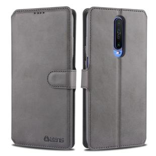 For Xiaomi Redmi K30 AZNS Calf Texture Horizontal Flip Leather Case, with Holder & Card Slots & Wallet & Photo Frame(Grey)