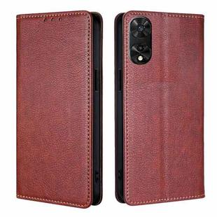 For TCL 505 4G Gloss Oil Solid Color Magnetic Leather Phone Case(Brown)