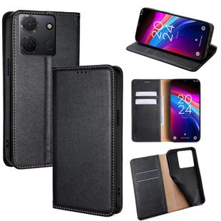 For TCL 503 4G Gloss Oil Solid Color Magnetic Leather Phone Case(Black)