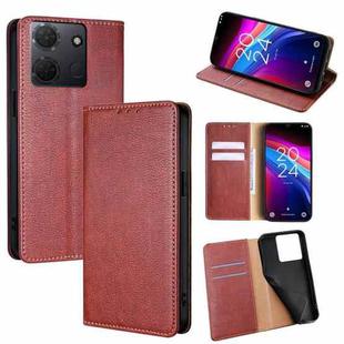 For TCL 503 4G Gloss Oil Solid Color Magnetic Leather Phone Case(Brown)