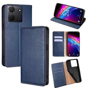 For TCL 503 4G Gloss Oil Solid Color Magnetic Leather Phone Case(Blue)