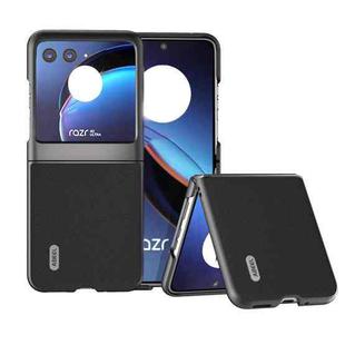 For Motorola Razr 40 Ultra ABEEL Genuine Leather Wave Black Edge Phone Case(Black)