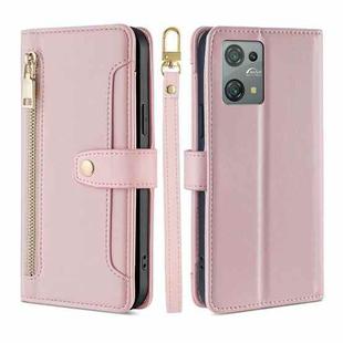 For Blackview Oscal C30 Lite Sheep Texture Cross-body Zipper Wallet Leather Phone Case(Pink)