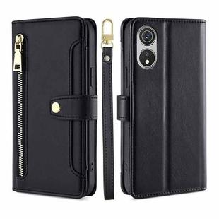 For CUBOT P60 Lite Sheep Texture Cross-body Zipper Wallet Leather Phone Case(Black)