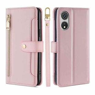 For CUBOT P60 Lite Sheep Texture Cross-body Zipper Wallet Leather Phone Case(Pink)