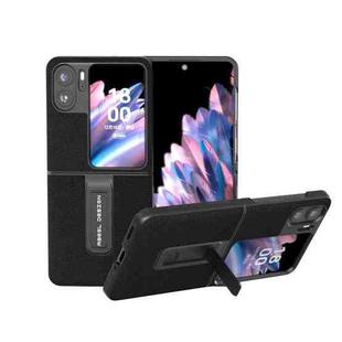 For OPPO Find N2 Flip ABEEL Genuine Leather Luolai Series Phone Case with Holder(Black)