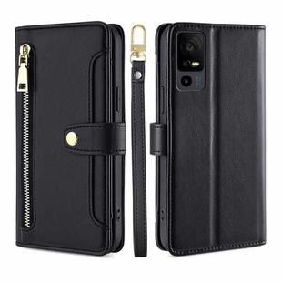 For TCL 40 XE 5G / 40X 5G Lite Sheep Texture Cross-body Zipper Wallet Leather Phone Case(Black)
