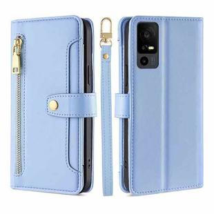 For TCL 40 XE 5G / 40X 5G Lite Sheep Texture Cross-body Zipper Wallet Leather Phone Case(Blue)