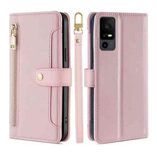 For TCL 40 XE 5G / 40X 5G Lite Sheep Texture Cross-body Zipper Wallet Leather Phone Case(Pink)