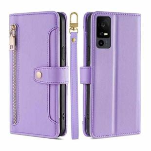 For TCL 40 XE 5G / 40X 5G Lite Sheep Texture Cross-body Zipper Wallet Leather Phone Case(Purple)