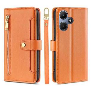 For Infinix Hot 30i 4G Sheep Texture Cross-body Zipper Wallet Leather Phone Case(Orange)