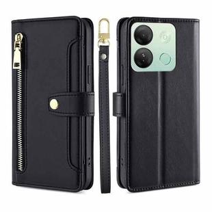 For Infinix Smart 7 HD Sheep Texture Cross-body Zipper Wallet Leather Phone Case(Black)