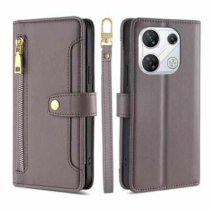 For Infinix GT 10 Pro 5G Sheep Texture Cross-body Zipper Wallet Leather Phone Case(Grey)