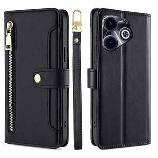 For Infinix Hot 40i Sheep Texture Cross-body Zipper Wallet Leather Phone Case(Black)