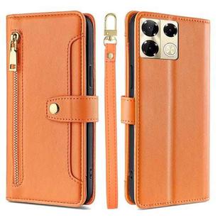 For Infinix Note 40 Pro 5G Sheep Texture Cross-body Zipper Wallet Leather Phone Case(Orange)