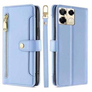For Infinix Note 40 Pro 5G Sheep Texture Cross-body Zipper Wallet Leather Phone Case(Blue)