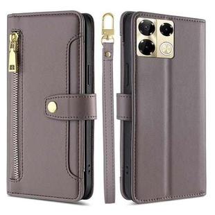 For Infinix Note 40 Pro 5G Sheep Texture Cross-body Zipper Wallet Leather Phone Case(Grey)