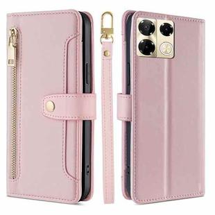 For Infinix Note 40 Pro 5G Sheep Texture Cross-body Zipper Wallet Leather Phone Case(Pink)