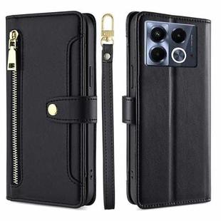 For Infinix Note 40 5G Sheep Texture Cross-body Zipper Wallet Leather Phone Case(Black)