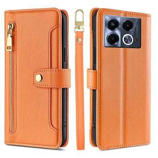 For Infinix Note 40 5G Sheep Texture Cross-body Zipper Wallet Leather Phone Case(Orange)