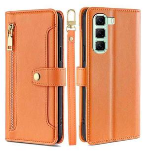 For Infinix Hot 50 4G Sheep Texture Cross-body Zipper Wallet Leather Phone Case(Orange)