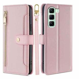 For Infinix Hot 50 5G Sheep Texture Cross-body Zipper Wallet Leather Phone Case(Pink)