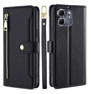 For Infinix Hot 50i 4G Sheep Texture Cross-body Zipper Wallet Leather Phone Case(Black)