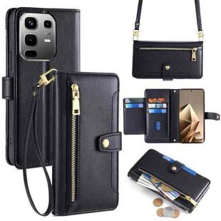 For Infinix Note 50 4G Sheep Texture Cross-body Zipper Wallet Leather Phone Case(Black)
