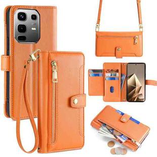 For Infinix Note 50 4G Sheep Texture Cross-body Zipper Wallet Leather Phone Case(Orange)