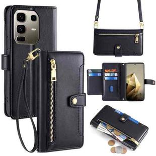 For Infinix Note 50 Pro+ 5G Sheep Texture Cross-body Zipper Wallet Leather Phone Case(Black)