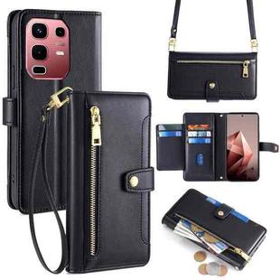 For Infinix Note 50s 5G Sheep Texture Cross-body Zipper Wallet Leather Phone Case(Black)