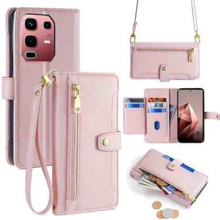 For Infinix Note 50s 5G Sheep Texture Cross-body Zipper Wallet Leather Phone Case(Pink)