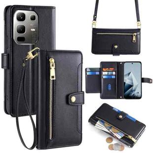 For Infinix Note 50x 5G Sheep Texture Cross-body Zipper Wallet Leather Phone Case(Black)