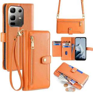 For Infinix Note 50x 5G Sheep Texture Cross-body Zipper Wallet Leather Phone Case(Orange)