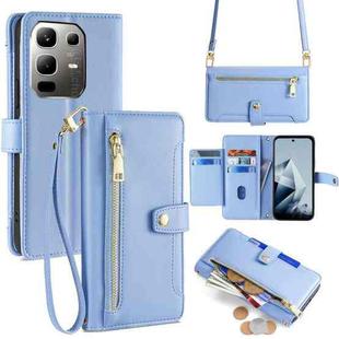 For Infinix Note 50x 5G Sheep Texture Cross-body Zipper Wallet Leather Phone Case(Blue)